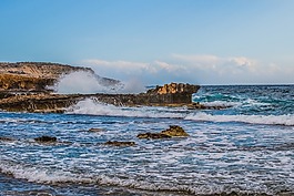 波,砸,海岸