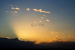 日落,太陽,云
