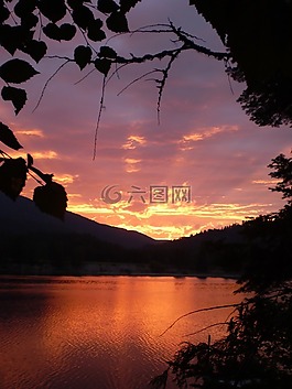 日落,河,火災(zāi)