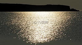 海,日落,藍色小時