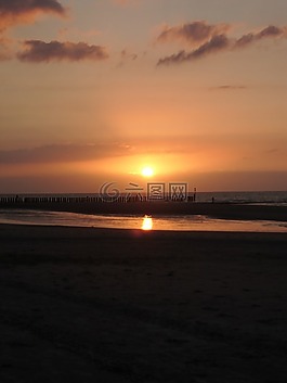 wangerooge,太阳,日落