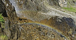 彩虹,山,瀑布