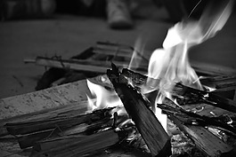 木的火焰,夜,篝火