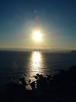 日落,天空,海邊