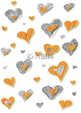 心,橙色,红色