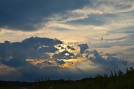 天空,云,日落