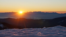 日出,山,雪