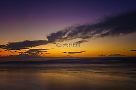 海洋,日出,海滩