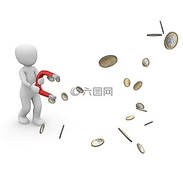 錢,磁鐵,成功