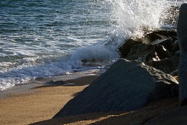 海洋,波,巖