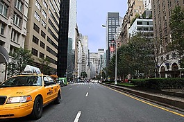 摩天樓,街,車
