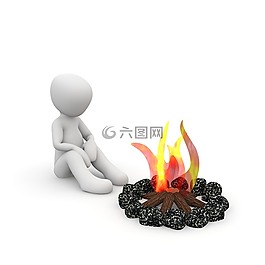 營火,溫暖,單