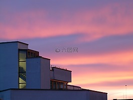 日落,天空,云