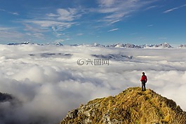 景觀,云海,阿爾卑斯山全景