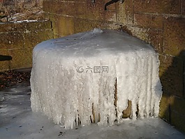 噴泉,水,冰