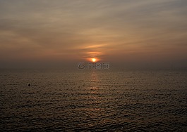 北海,日落,海