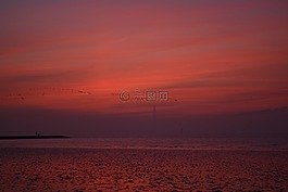 余輝,天空,北海