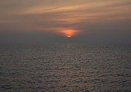 日落,傍晚的天空,北海