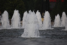 噴泉,水,白