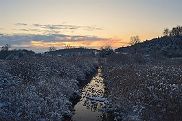 冬天,溪,日出