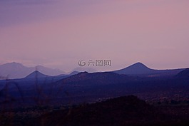山,丘陵,日落