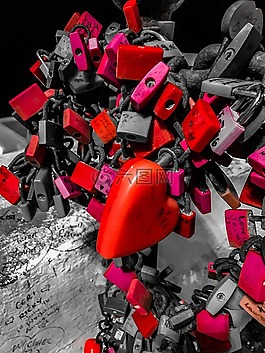 掛鎖,紅色,心臟