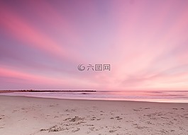 日落,海灘,天空
