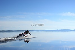 湖,天空,船