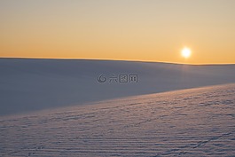 日落,雪,冬季