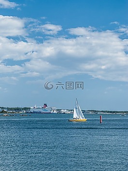 天空,船,海