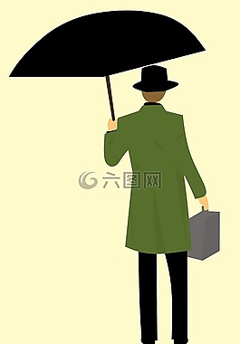 男人返回,外套,保持傘