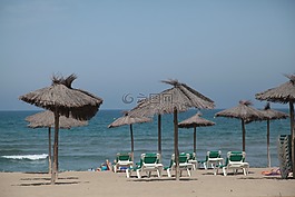 海灘,假日,陽傘