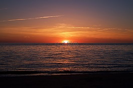 海洋,日落,海灘