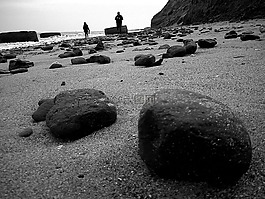 卵石,石,海灘