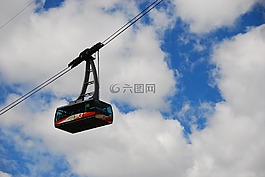電纜車,山,天空