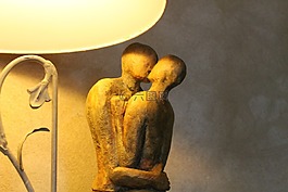 夫婦,雕像,燈