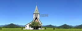 山全景圖,尖頂,教會(huì)