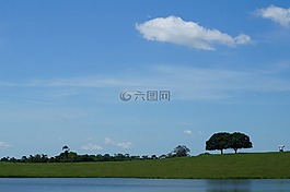 天空,湖,景觀
