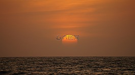 日落,景觀,海灘