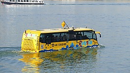 公共汽車,游客,多瑙河