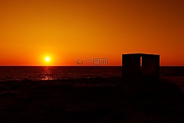 海灘,黑暗,黃昏