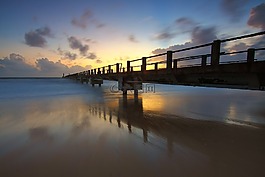 碼頭,日出,海景
