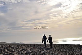 人,云計算,海灘