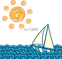 太陽,小船,波