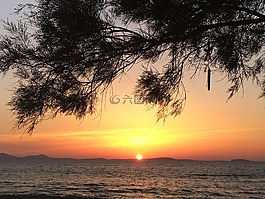 日落,纳克索斯岛,希腊