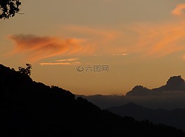 晚上,日落,天空