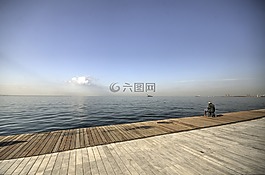 钓鱼,孤独,海洋