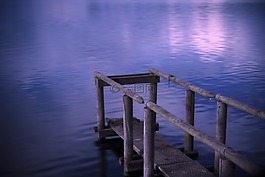 湖,日落,浪漫