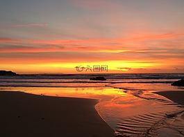 日落,海,地平線