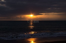 日落,海,晚上
